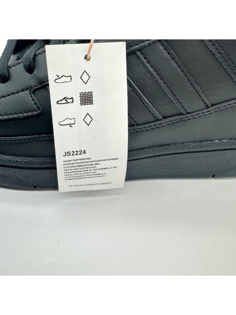 Adidas Rapid Court Low JS2224 Triple Black Mens Size 9.5 / Womens 10.5 NEW - Picture 9 of 10